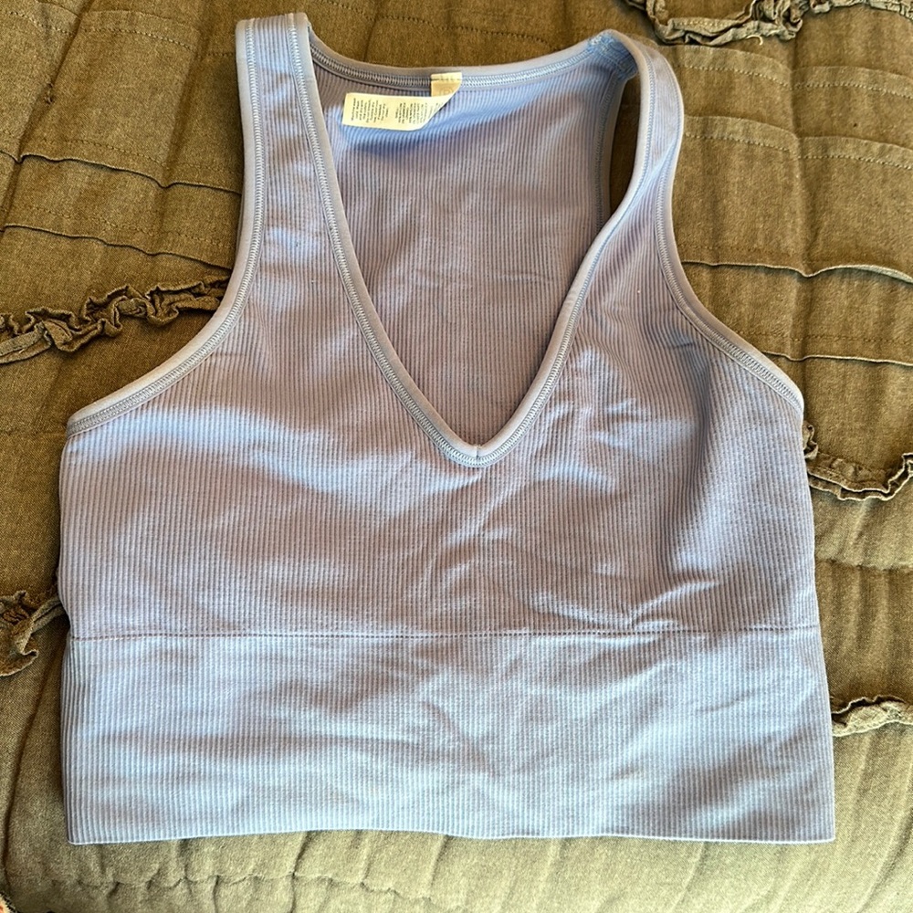 athleta purple ribbed crop tank